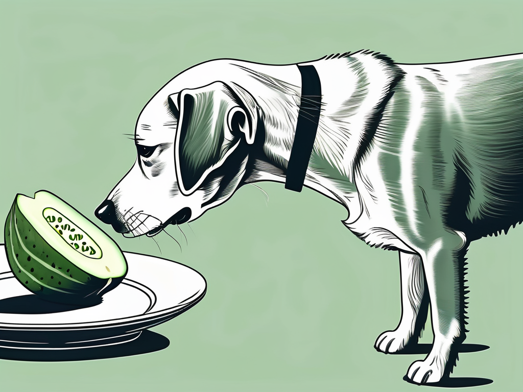 A curious dog sniffing a large